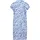 Cartoon Druckkleid Kurzarm Blau/Weiß 36
