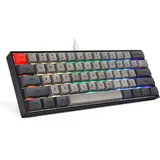 Gaming Tastatur, 60% Mechanische Tastatur mit RGB Hintergrundbeleuchtung mechanische NKRO-Tastatur mit Typ-C-Kabel Optischer Schalter für Win/Mac - Grau
