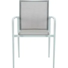 vente-unique Garten-Essgruppe: Tisch, ausziehbar 150/200 cm, – 6 stapelbare Sessel – Aluminium - Hellgrau & Weiß - YOHA... von MYLIA