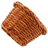 Warmhm 1Stk Mini Kinderkorb Weidenkorb Brotkörbe runde Weidenkörbe Geflochtener Korb mit Deckel kühlkorb einkaufskorb storage baskets Mini-Korb-Desktop DIY Requisitenkorb Bambus Brown