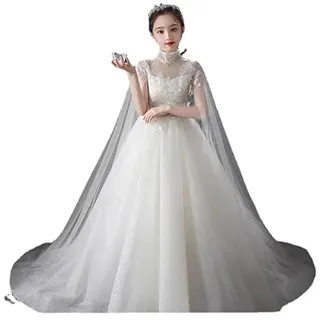 Jrysxc Blumenmädchenkleid, Ballkleid, Prinzessin, formelles Kleid, Elegante Vintage-Spitze, plissiert, formelle Hochzeits-Party-Kleider, Mädchenkleider für besondere Anlässe - 140