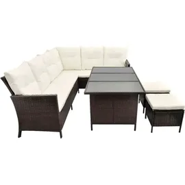 vidaXL Polyrattan Lounge-Set mit Auflagen 4-tlg. braun 43095