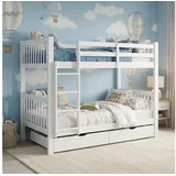 Homestyle4u Etagenbett für Kinder Hochbett mit Stauraum Weiß 90x200 cm 3051