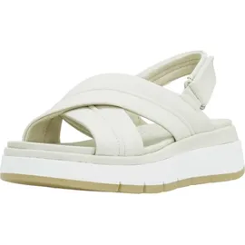 CLARKS Tuscan Cross Sandal, Cream Leather, 42 EU