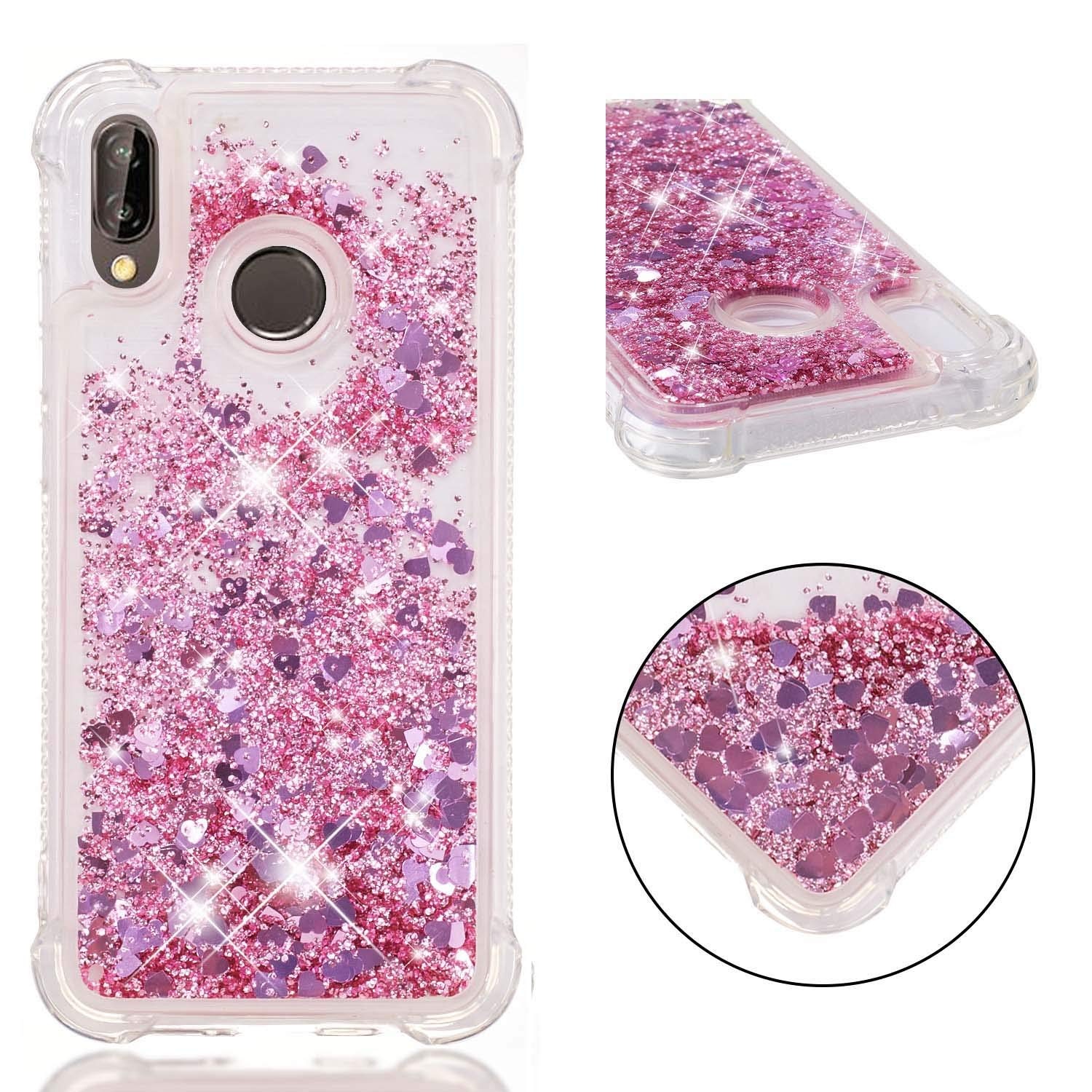 Handyhülle Huawei P20 Lite Glitzer Flüssig, 3D Glitzer Flüssig Bewegende Treibsand Fließend Flüssigkeit Quicksand Transparent Stoßfest Silikon Schutzhülle Bumper Case Hülle für Huawei P20 Lite/Nova 3e