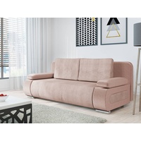 MIRJAN24 Schlafsofa Emma Cord, mit Schlaffunktion und Bettkasten, Rückenlehne in Form beweglicher Kissen rosa