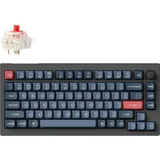 Keychron V1 Max (schwarz/blaugrau, DE-Layout, Gateron Jupiter Red Switch, kompatibel mit Mac Windows Linux - Knob Version (ANSI/US)