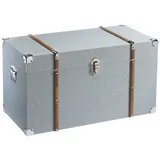 Kobolo Truhe Schatztruhe Holztruhe MINT - mit Textilbezug grau (1 St), mit Metall- und Holzdetails grau