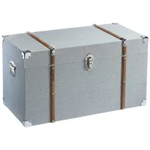 Kobolo Truhe Schatztruhe Holztruhe MINT - mit Textilbezug grau (1 St), mit Metall- und Holzdetails grau