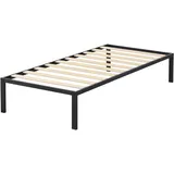 HOGAR24 ES Kozo Lattenrost, 90 x 190 cm, mit Beinen, Metallgestell mit 5 hohen Beinen und Holzlatten, optimale Unterstützung der Matratze, einfache Montage, Schwarz