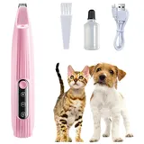 Pfotentrimmer für Hunde,Leise Hundeschermaschine,Wiederaufladbar Schermaschine Hund Pfoten,USB Hundepfoten-Trimmer Elektrischer Haustier Haarschneider für Pfoten,Augen,Ohren,Gesicht,Körper (Rosa)