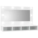 vidaXL Spiegelschrank mit LED Hochglanz-Weiß 90x31,5x62 cm