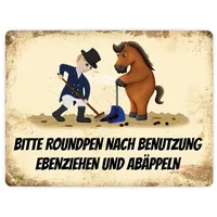 Trendaffe Metallschild XL mit Pferd und Reiter Motiv und