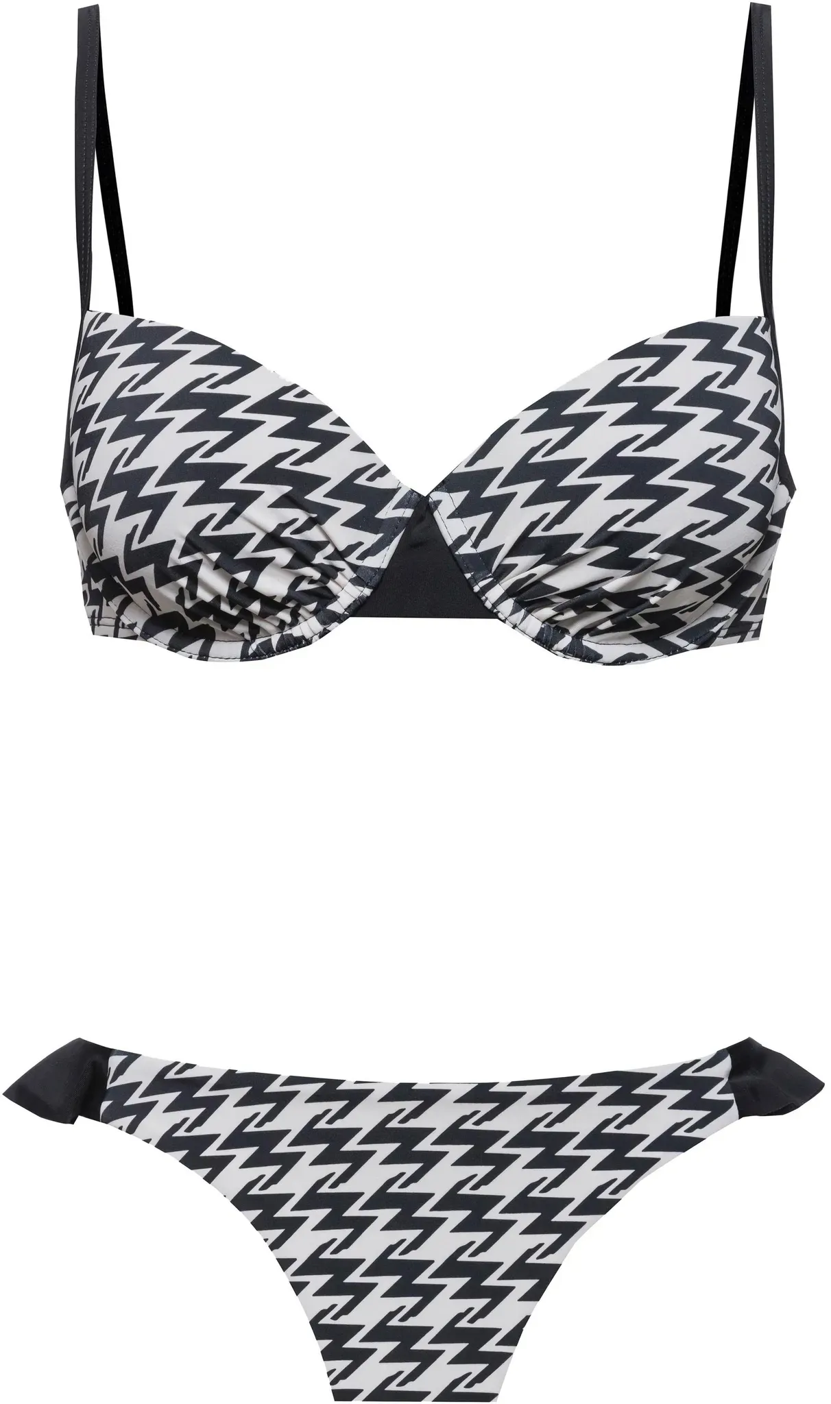 BEST COMPANY Bikini Set Damen in pied de poule, Größe M - schwarz