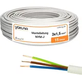 NYM-J 3x1,5 mm2 15m Ring Mantelleitung Installationskabel Stromkabel Feuchtraumkabel Kupfer