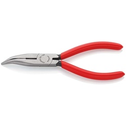 KNIPEX 25 21 160 Flachrundzange mit Schneide, gebogen, getaucht, 160 mm