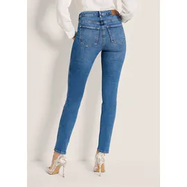 Madeleine Regular-fit-Jeans MADELEINE "Jeans Skinnyjeans mit asymmetrischer Naht", Damen, Gr. 36, N + K Gr, blau, Obermaterial: 92% Baumwolle CO. 6% Polyester PES. 2% Elasthan EL., Modern, Jeans, Schlitz