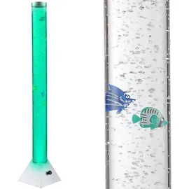 GLOBO Wassersäule Stehleuchte Sprudelsäule Farbwechsel Dekolampe LED Stehlampe, mit 5 Deko-Fischen, Sprudelstärke einstellbar, LxBxH 21,5x21,5x120 cm