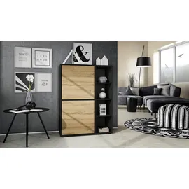 Vladon Highboard 79 x 105,5 x 35,5 cm Eiche / Braun / Schwarz