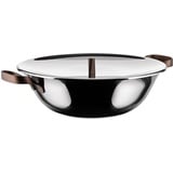 Alessi edo Wok mit Griffen, Metall, Stahl, braun