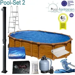 Gre Ovalbecken-Set Amazonia Holzoptik 610 x 375 x 132 cm