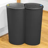 Spetebo Abfalleimer 2x25 Liter Duo Bin - Farbe: schwarz - Schwarz