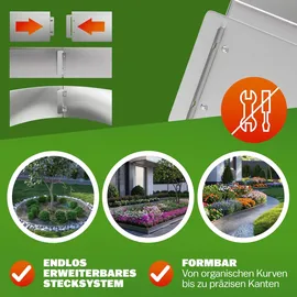 Gardebruk Beeteinfassung 25er-Set Silber Metall 25mx14cm