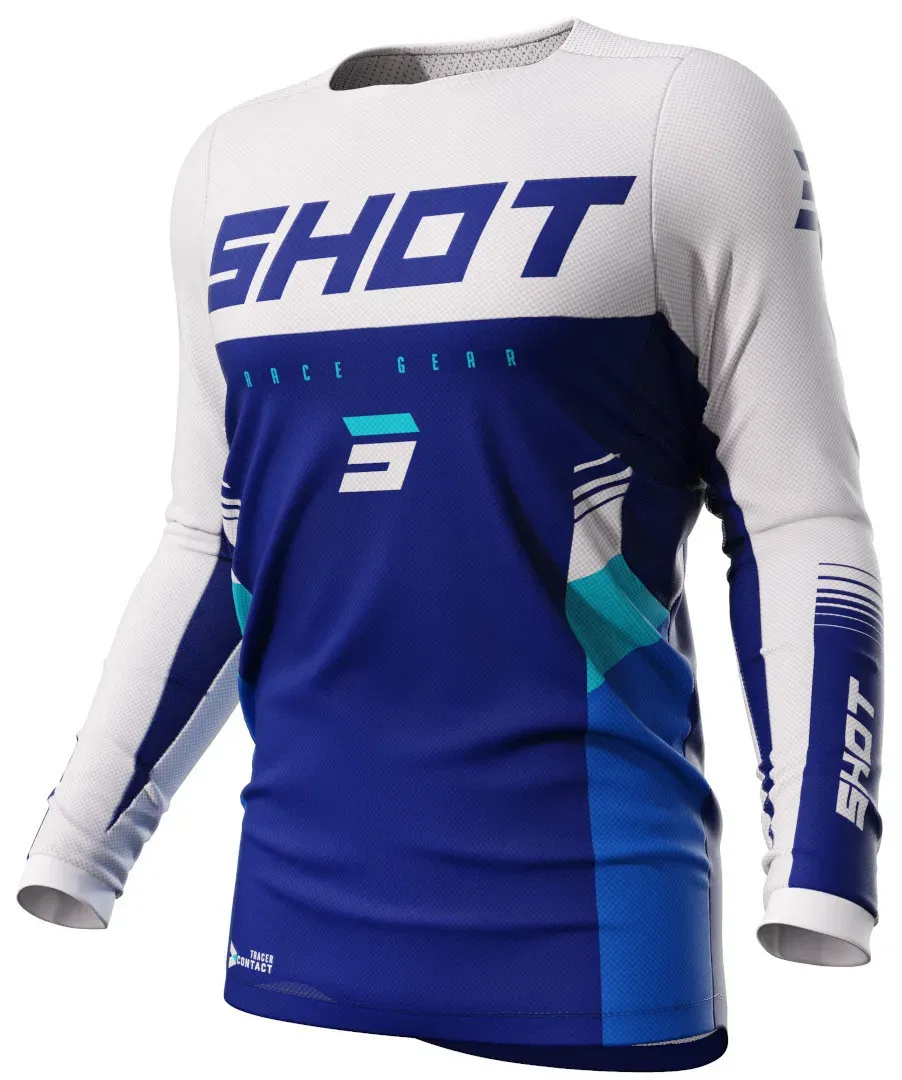 Shot Contact Tracer Motocross Jersey, weiss-blau, Größe S für Männer