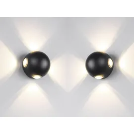 meine wunschleuchte Außenleuchte LED 2er Set Ø 10 cm schwarz mit Bewegungsmelder