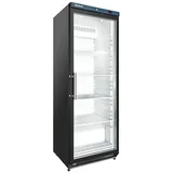 GastroHero Vollraumkühlschrank Lagerkühlschrank ECO 400 Glastür Schwarz 336 Liter LED LKSE400BG, 187.5 cm hoch, 60 cm breit, ideal zur Präsentation von Getränken und gekühlten Waren schwarz