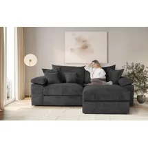 Home Affaire Ecksofa HOME AFFAIRE "Soft&Cosy XL L-Form, B: 246 cm - OTTO. Verlässliche Qualität.", grau (schwarz), B:246cm T:187cm, 100% Polyester, Sofas, Ecksofa, Mega-Sofa, Cord oder Chenille-Struktur, mit Federkern & 4 Zierkissen