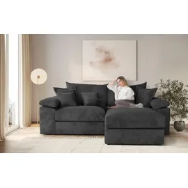 Home Affaire Ecksofa HOME AFFAIRE "Soft&Cosy XL L-Form, B: 246 cm - OTTO. Verlässliche Qualität.", grau (schwarz), B:246cm T:187cm, 100% Polyester, Sofas, Ecksofa, Mega-Sofa, Cord oder Chenille-Struktur, mit Federkern & 4 Zierkissen
