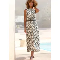 LASCANA Jerseykleid mit Alloverdruck und Gummizug in der Taille Jerseykleid, Midikleid, hochgeschlossen, sommerlich-elegant bunt 40