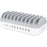 Manhattan 10-Port USB Power Delivery-Ladestation 120W weiß/grau (180856)