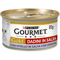 Gourmet Purina Gold Feuchtigkeit Katzenwürfel in Sauce mit Kalbsleder aus Sauce mit Gemüse - 24 Dosen à 85 g pro Packung (24 x 85 g)