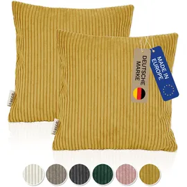 lycce 2er Set Kissenbezug aus trendigem Cordstoff (50 x 50 cm)