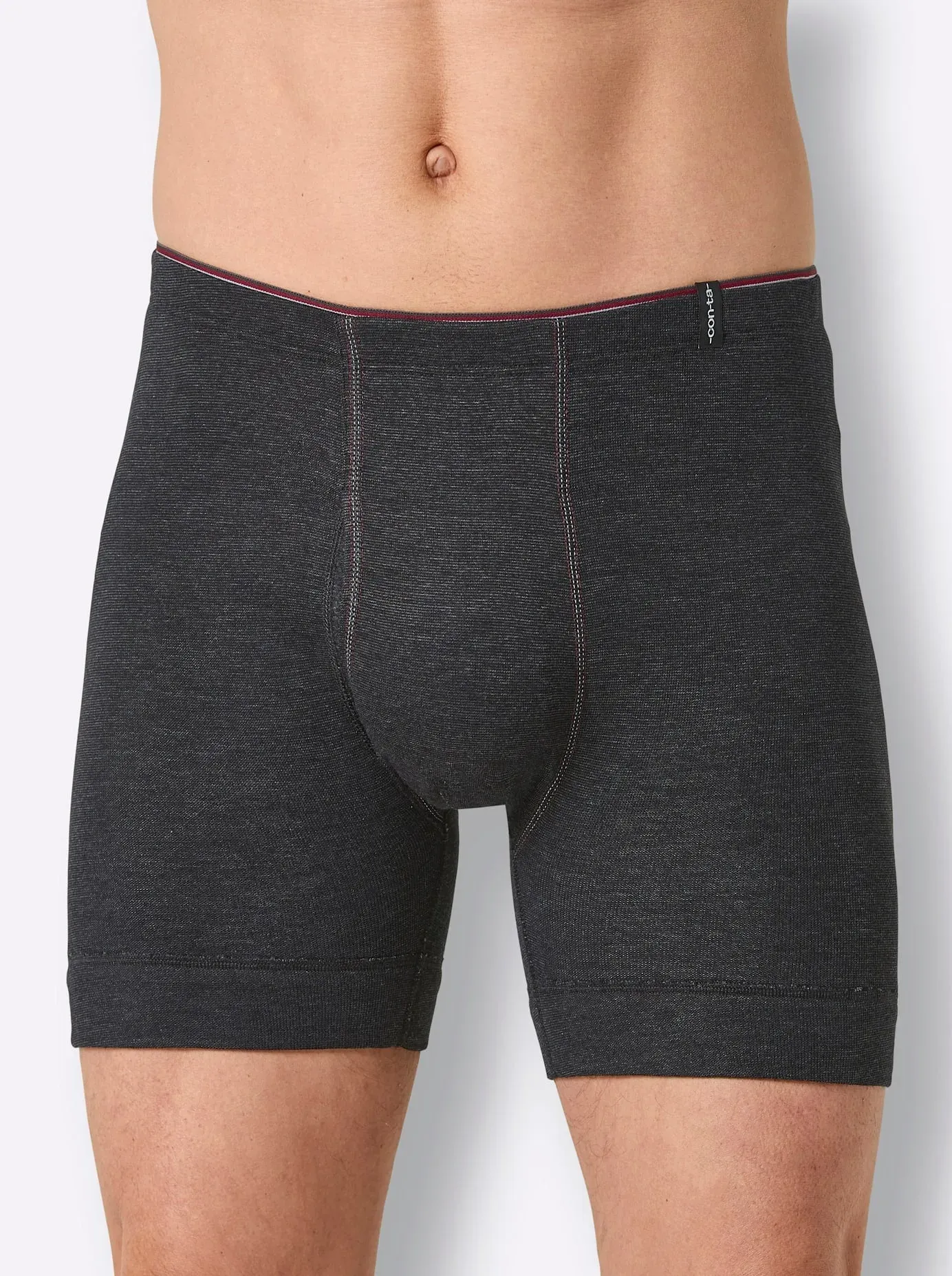 Boxershorts CONTA, Herren, Gr. 9, 2 Stk., anthrazit, geringelt, 75% Baumwolle, 25% Polyester, Unterhosen