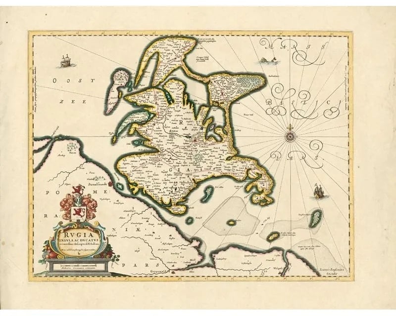 Historische Landkarte Der Insel Rügen 1647, Plano - Eilhard Lubbin, Karte (im Sinne von Landkarte)