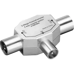 Antennenverteiler / T-Adapter, 2x IEC/Koax-Buchse - IEC/Koax-Stecker, Metallausführung