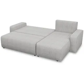 Sofnet Ecksofa Roma L mit Schlaffunktion und Bettkasten - Cord Stoff - L-Form Couch, Polstersofa, Schlafsofa, Sofagarnitur (Grau (Poso 110))