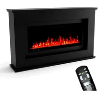 GF Core Elektrokamin mit Heizung und Kaminfeuer (Standkamin Rhea) - elektrischer Kamin mit LED-Feuer in 5 Farben, Heizlüfter, Deko & Fernbedienung - 158x97x33 cm, Schwarz