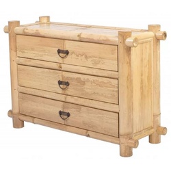Casa Padrino Luxus Bambus Kommode mit 3 Schubladen Naturfarben 120 x 40 x H. 80 cm - Schlafzimmer Kommode - Schlafzimmer Möbel - Bambus Möbel - Luxus Möbel - Luxus Einrichtung