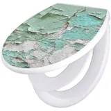 Banjado Familien WC Sitz Mit Absenkautomatik Universeller Klodeckel Mit Kindersitz Hochwertiges Polypropylen Mit Motiv Patina Mint