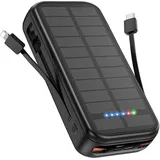 Anyzoo Solar Powerbank 20000mAh, 20W PD 3.0 Schnellladefunktion Power Bank USB C Solar Ladegerät mit 5 Ausgängen und 4 Eingängen, Externer Akku für Smartphones, Tablets und mehr