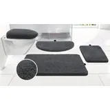 Bruno Banani Badematte Lana, Badvorleger, Badezimmer Teppich, Höhe 25 mm, rutschhemmend beschichtet, schnell trocknend, strapazierfähig, fußbodenheizungsgeeignet, Polyacryl, halbrund, Badteppich, Badematten, unifarben, auch als 3 teiliges Set & rund grau halbrund | 50 cm x 80 cm x 25 mm