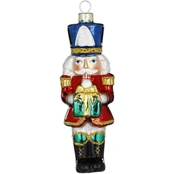 Inges Glas Christbaumschmuck Nussknacker mit Geschenk Glas 14 cm bunt