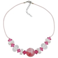 Gallay Kette Perle rosa-marmoriert, kristal