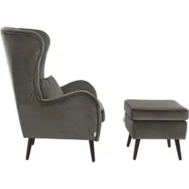 Home Affaire "Sallito, TV-Sessel, Ohrensessel mit", grau (anthrazit), B:76cm H:109cm T:85cm, Struktur Hahnentritt (67% Polypropylen, 33% Polyester);Samtoptik (100% Polyester);Fellimitat (100% Polyester);Samtcord (92% Polyester, 8% Polyamid);Struktur (100%