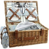 HappyPicnic Wicker Picknickkorb für 4 Personen, Willow Storage Hamper Service Geschenkset für Camping und Party im Freien