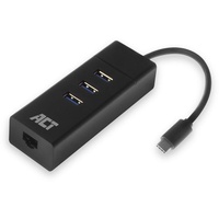 ACT Hub 4-in-1, 3-Port USB Hub 3.0, USB C Ethernet Adapter, für USB C Geräte - AC6400